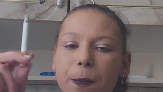 Elegance and Calm – A Cigarette and a Brown Lipstick Look