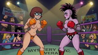 Topless Ai cartoon female boxing: Velma vs Medusa 720p