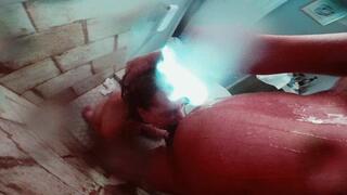 Redheaded Big Booty Slut Winter Ryleigh deepthroats and takes back shots in shower