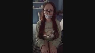 SluttySarah's First Duct Tape and Gag Talk Video, Experimenting with Duct Tape (Gags, Light Bondage, First time) MP4 1080P