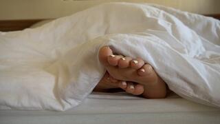 Waking Up Foot Tease - Bare Feet Peeking from Under Covers