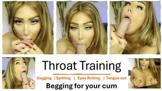 Throat Training | Gagging Aheago DEEPTHROAT SLOPPY BJ tongue drool spit submissive blonde slut