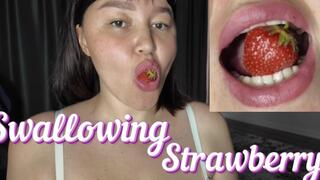 Swallow bunch of strawberry
