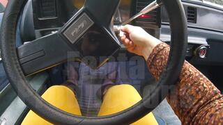 Scarlet Cranking in Yellow Jeans & Brown Cowgirl Boots