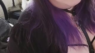 Riding Huge Monster Dildo in a Corset