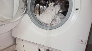 Destructive POV pissing around my apartment washing machine