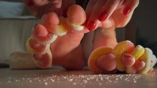 Candy Toe Tease - Sweet Gummies on My Toes & Dessert for You