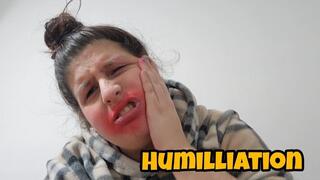 Face Slapping Humiliation - Ruined Lipstick Silly Faces Dumb Girl