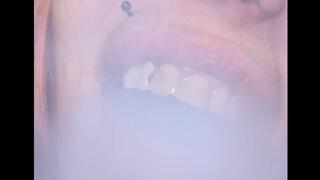 Nicotine effects! Teeth up close with new cavities and yellowed nails - smoking