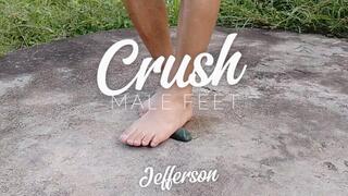 A man's feet crushing and trampling (T)