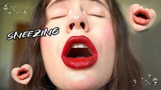 She Loses Control Powerful Wet Sneezes Right in Your Face Close-Up