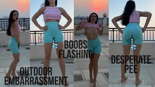 Boobs Flashing and Pee Through Shorts Outdoor