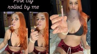 Pink cigarette - Deep inhales - some coughs