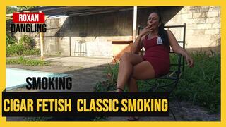 Smoking a cigarette and letting high heels hang on my feet (3)