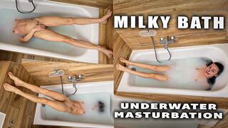 Handstand Extreme Milky Bath Breath Play Prolonged Submerged Breath Holds, Underwater Masturbation and Powerful Orgasm Induced by Oxygen Deprivation
