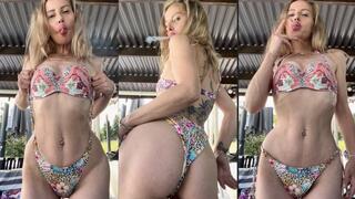 Bikini girly smokes Eve 120 outdoors