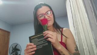 Smelling red roses. Fú!