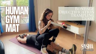 Human Gym Mat - Sportswear FemDom : Tape bondage, Trampling, Face Sitting & Cock Tease