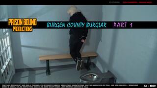 The Bergen County Burglar - Kora Summers is a rebellious bad girl with high stakes kleptomania. Break and enter thief gets caught, arrested, taken to jail, shoes taken, left barefoot in a holding cell, waist chain, cuffed and shackled. -4K -MOV