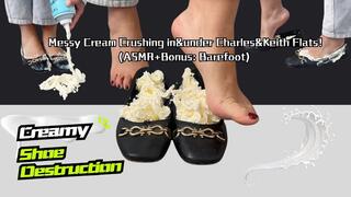 Creamy Shoe Destruction: Messy Cream Crushing in&under Charles&Keith Flats(ASMR+Bonus: Barefoot)