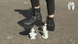 Two porcelain figures crushed under Boots