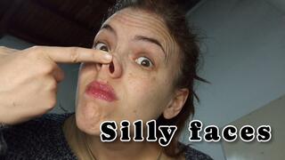 Silly faces, playing with my nose