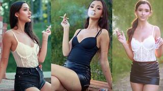 Lexi outdoors smoking