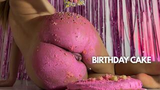 Birthday cake sitting - cake sploshing