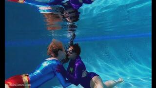 Ultra Girl + Batgirl, Lure of The Siren's Seashell: lesbian superheroines, underwater, mesmerize mp4