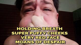HOLDING BREATH - SUPER PUFFY CHEEKS - VERY RED FACE