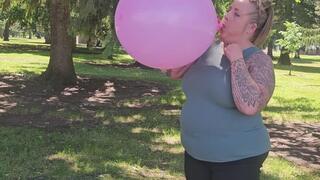 Giant Pink Balloon Fun Under the Trees