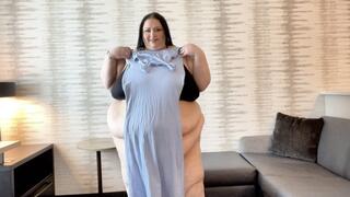 SSBBW Sasha's Extra Tight Blue Dress Try On