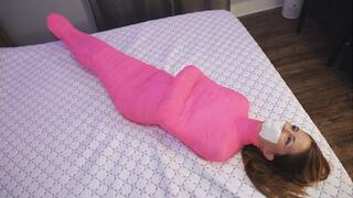 Cocooned in Hot Pink | Tight Full Body Wrap & Struggle - 1080p