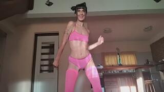 jumping and dancing in lingerie