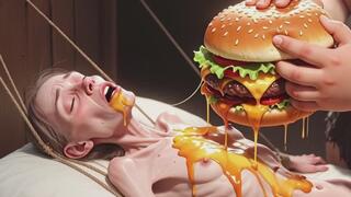 Extremely Skinny Girl Fed by Massive SSBBW - Extreme Feederism Contrast