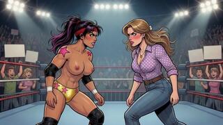 Topless AI female pro wrestling: Jessica mall girl becomes a pro wrestler 720p