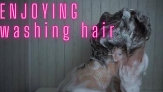 Enjoying washing hair