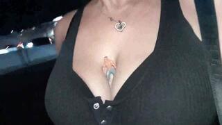 Mkv Giantess finds a tiny man and gives him a late nite bouncy boob smothering cleavage ride avi