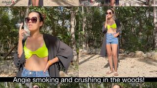 Angie smoking and crushing in the woods! Candid!!