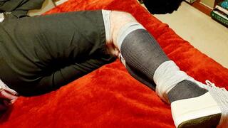 Handjob on tied up man in adult school uniform -BBW domination,BBW bondage,man tied up,bound and gagged man,male bondage,man in bondage,school uniform,schoolboy,amateur,shorts,handjob,gay bondage,