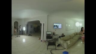 Teen Latina Lesbians Oil Wrestling with their Big Booty Step-sisters in VR