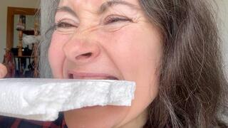 biting the styrofoam cover wmv