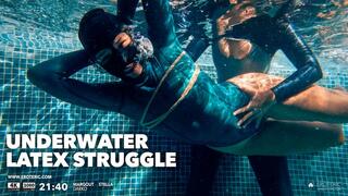 Underwater Latex Struggle (4K): bondage diving fetish