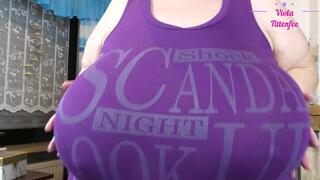 VT tiny purple shirt try on