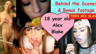 Behind the Scenes & Bonus footage of Alex Blake in Teen Slave Training Showering eating fruit drinking soda