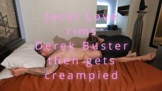 Derek Buster gets rimmed then creampies Jacki Love (1080p)
