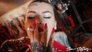 His asshole = Our ashtray (Mistress Karino & Melisande Sin) [720p]
