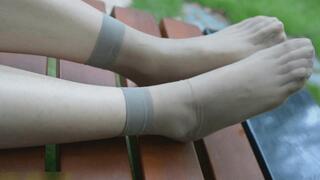 Sexy Feet In Grey Nylon Socks (No Sound)