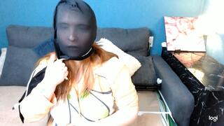 Pantyhose on face and drawstring on throat , COMBO FOR THROAT