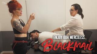 Nara and Mel Fire blackmail and turn their boss into a office slut (1080 EN-sub)